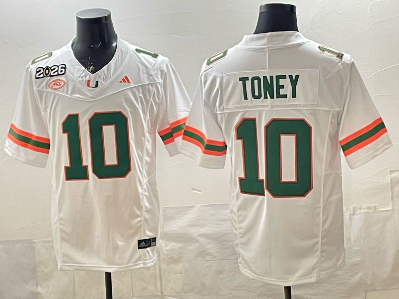 Men 2026 Miami Hurricanes #10 Toney White 3th generations Nike Limited NCAA Jersey 016->ncaa teams->NCAA Jersey